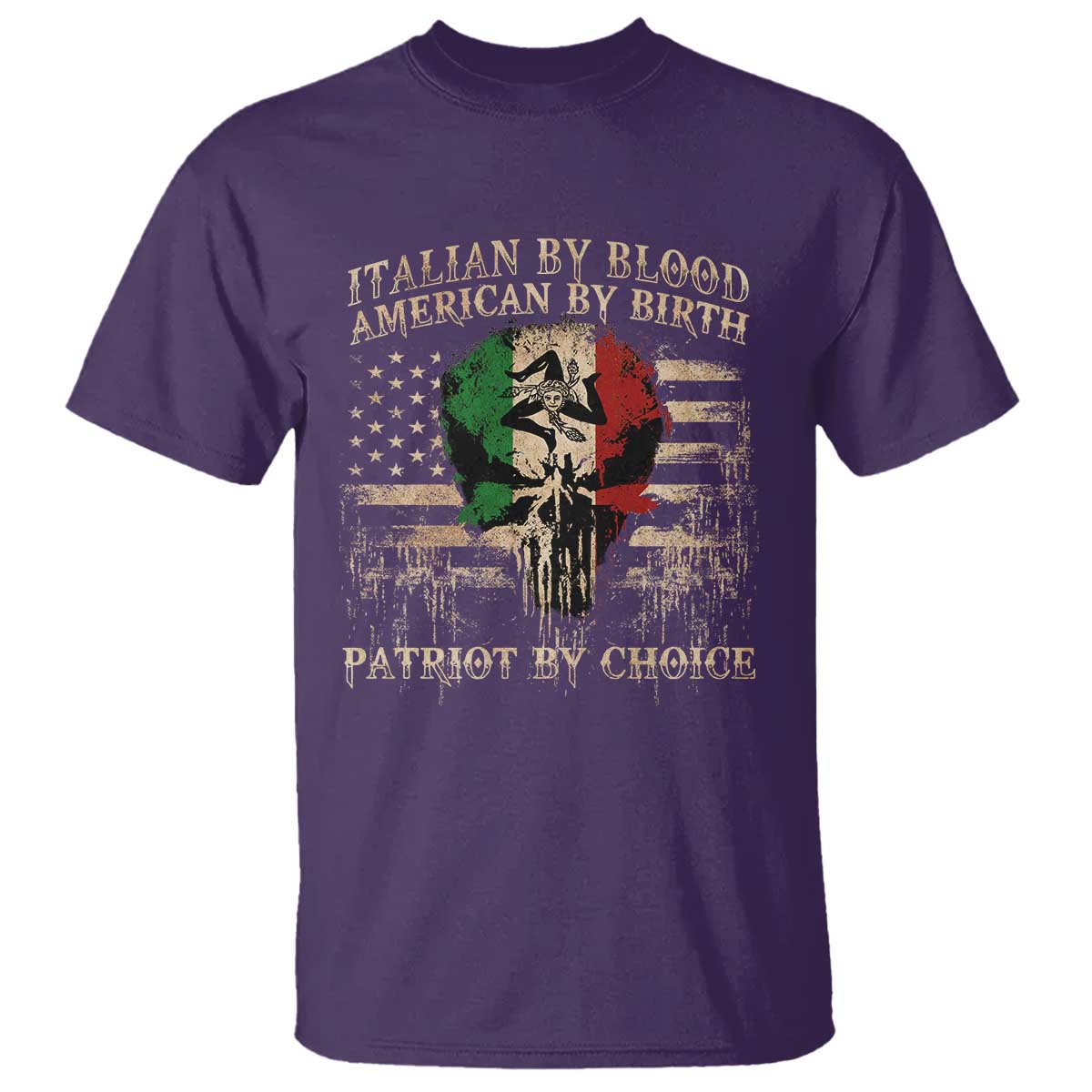 Italian By Blood American By Birth Patriot By Choice T Shirt Funny Italian American Skull USA Flag - Wonder Print Shop