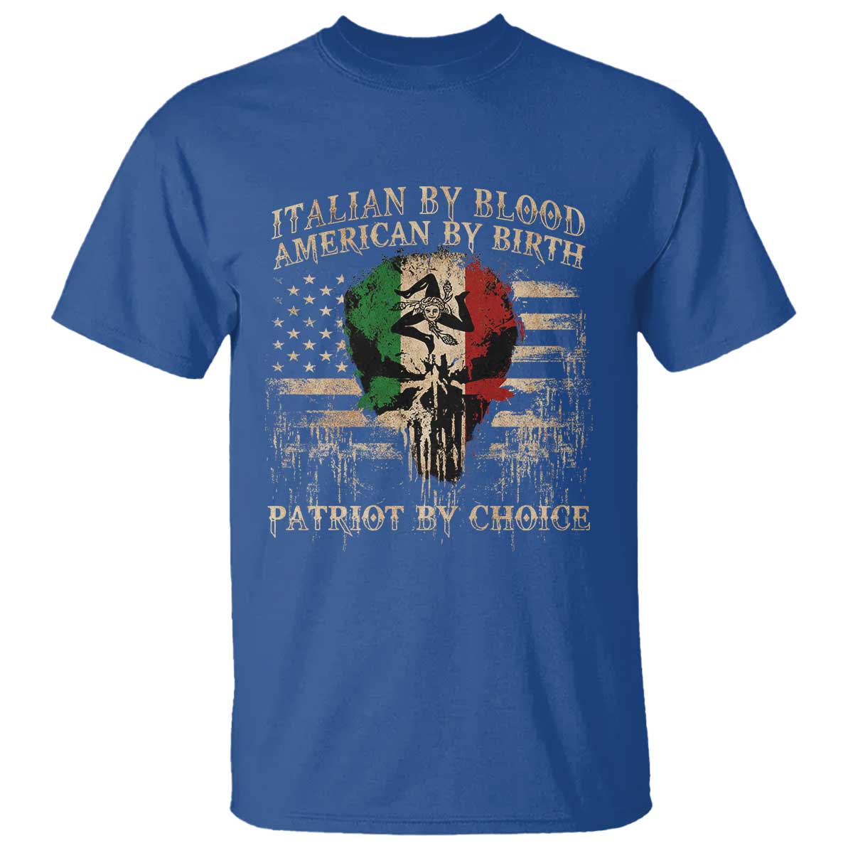 Italian By Blood American By Birth Patriot By Choice T Shirt Funny Italian American Skull USA Flag - Wonder Print Shop