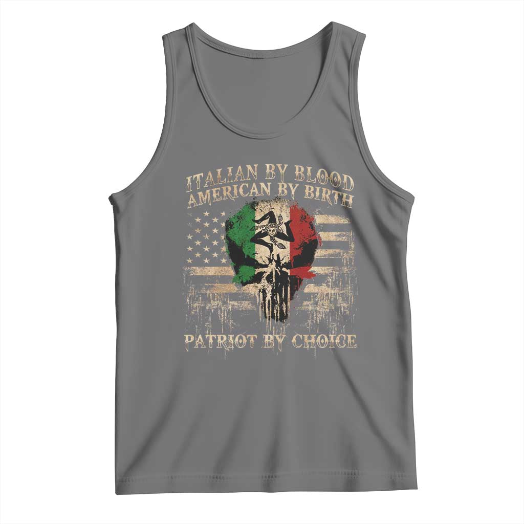 Italian By Blood American By Birth Patriot By Choice Tank Top Funny Italian American Skull USA Flag - Wonder Print Shop