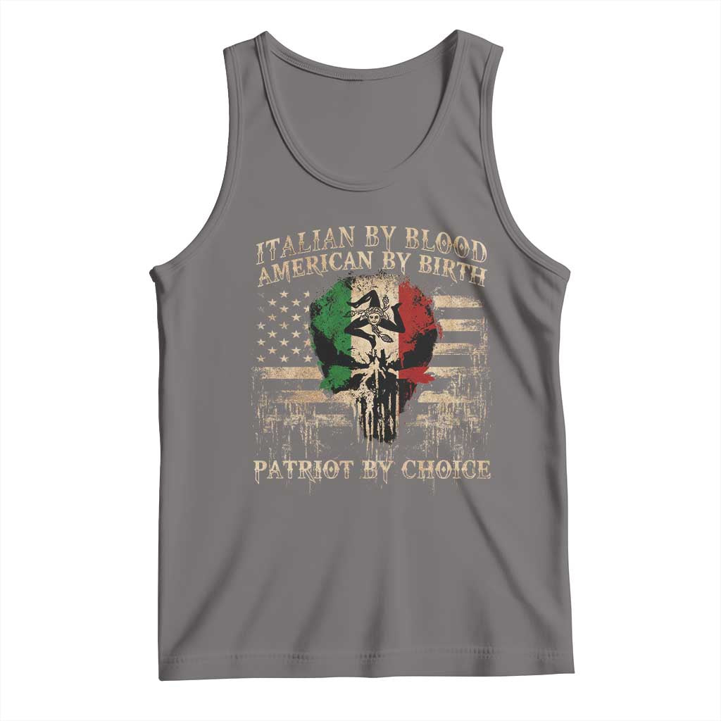 Italian By Blood American By Birth Patriot By Choice Tank Top Funny Italian American Skull USA Flag - Wonder Print Shop