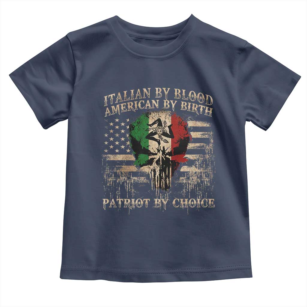 Italian By Blood American By Birth Patriot By Choice Toddler T Shirt Funny Italian American Skull USA Flag - Wonder Print Shop