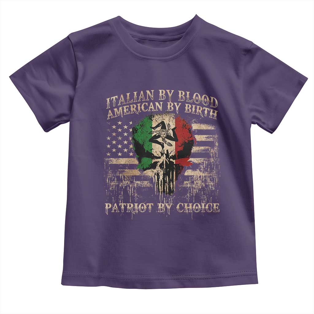 Italian By Blood American By Birth Patriot By Choice Toddler T Shirt Funny Italian American Skull USA Flag - Wonder Print Shop