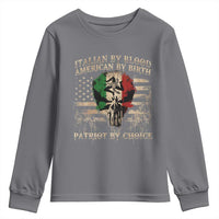 Italian By Blood American By Birth Patriot By Choice Youth Sweatshirt Funny Italian American Skull USA Flag - Wonder Print Shop