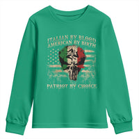 Italian By Blood American By Birth Patriot By Choice Youth Sweatshirt Funny Italian American Skull USA Flag - Wonder Print Shop
