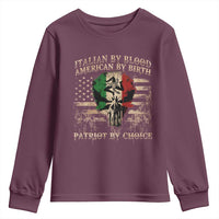 Italian By Blood American By Birth Patriot By Choice Youth Sweatshirt Funny Italian American Skull USA Flag - Wonder Print Shop