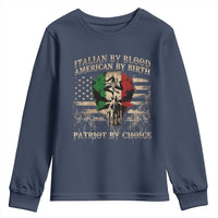 Italian By Blood American By Birth Patriot By Choice Youth Sweatshirt Funny Italian American Skull USA Flag - Wonder Print Shop