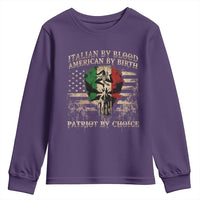 Italian By Blood American By Birth Patriot By Choice Youth Sweatshirt Funny Italian American Skull USA Flag - Wonder Print Shop