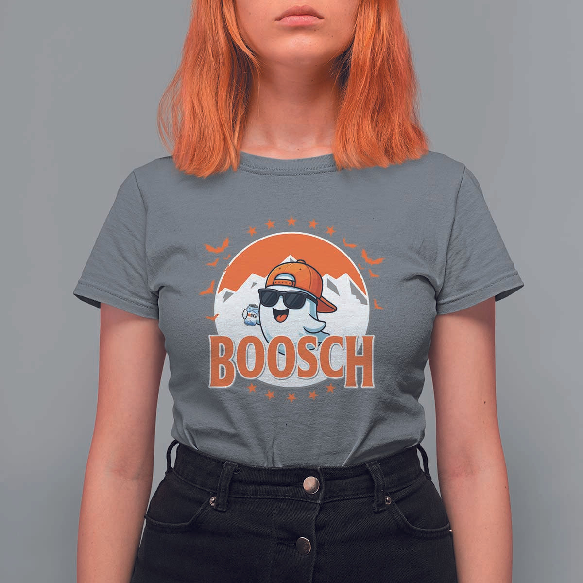 Funny Ghost Boosch Beer Halloween T Shirt For Women Mountain Bat - Wonder Print Shop
