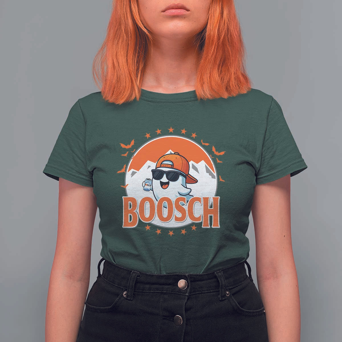 Funny Ghost Boosch Beer Halloween T Shirt For Women Mountain Bat - Wonder Print Shop