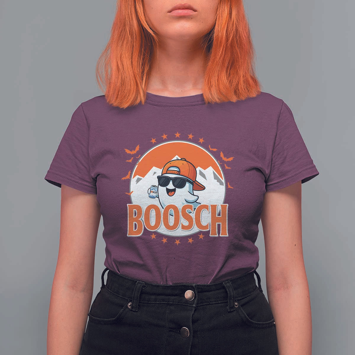 Funny Ghost Boosch Beer Halloween T Shirt For Women Mountain Bat - Wonder Print Shop