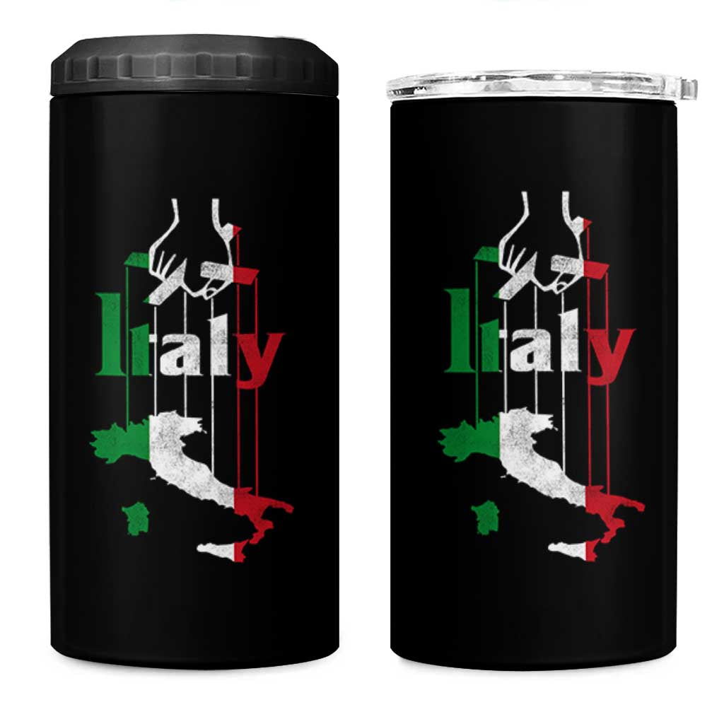 Funny Italia Heritage Pride 4 in 1 Can Cooler Tumbler Vintage Italian Map Mafia Gangster - Wonder Print Shop