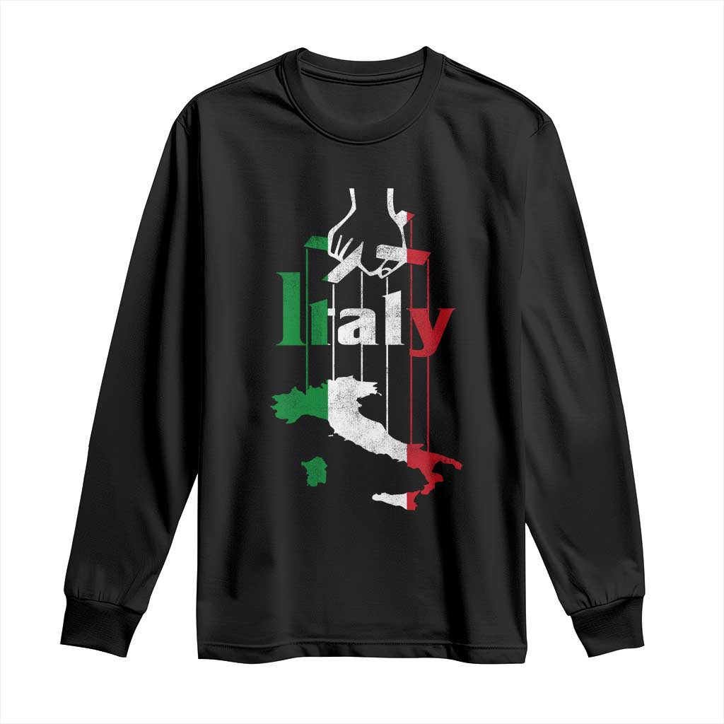 Funny Italia Heritage Pride Long Sleeve Shirt Vintage Italian Map Mafia Gangster - Wonder Print Shop