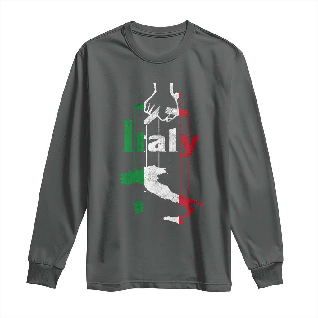 Funny Italia Heritage Pride Long Sleeve Shirt Vintage Italian Map Mafia Gangster - Wonder Print Shop