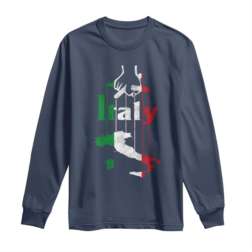 Funny Italia Heritage Pride Long Sleeve Shirt Vintage Italian Map Mafia Gangster - Wonder Print Shop