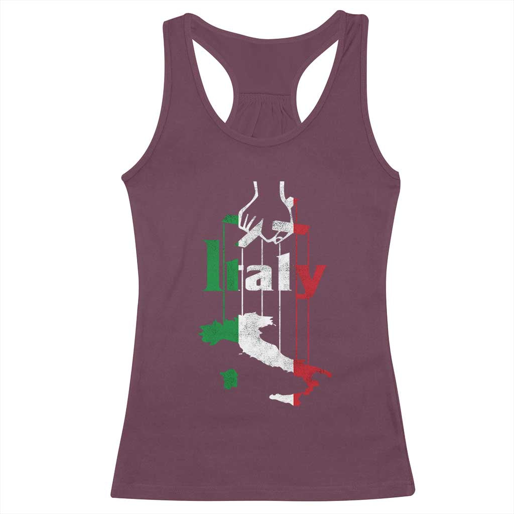 Funny Italia Heritage Pride Racerback Tank Top Vintage Italian Map Mafia Gangster - Wonder Print Shop
