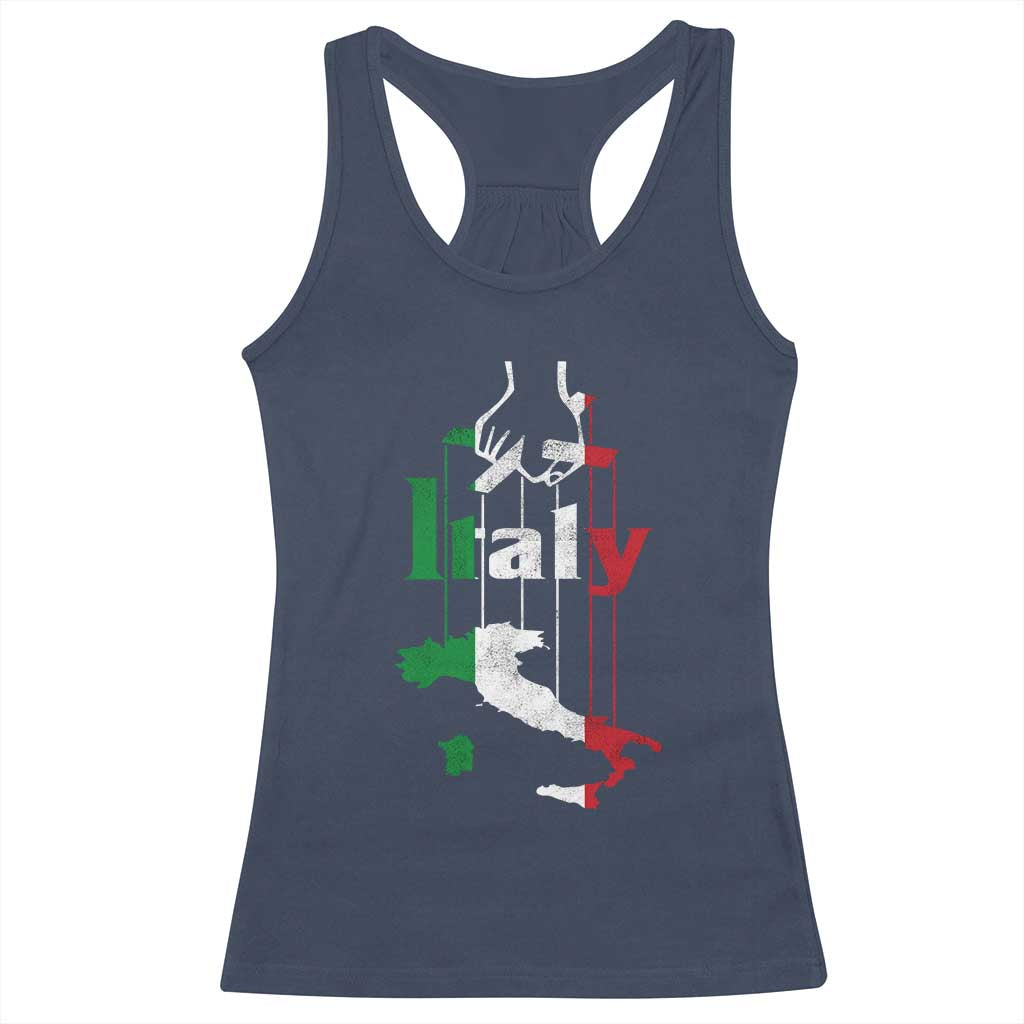 Funny Italia Heritage Pride Racerback Tank Top Vintage Italian Map Mafia Gangster - Wonder Print Shop