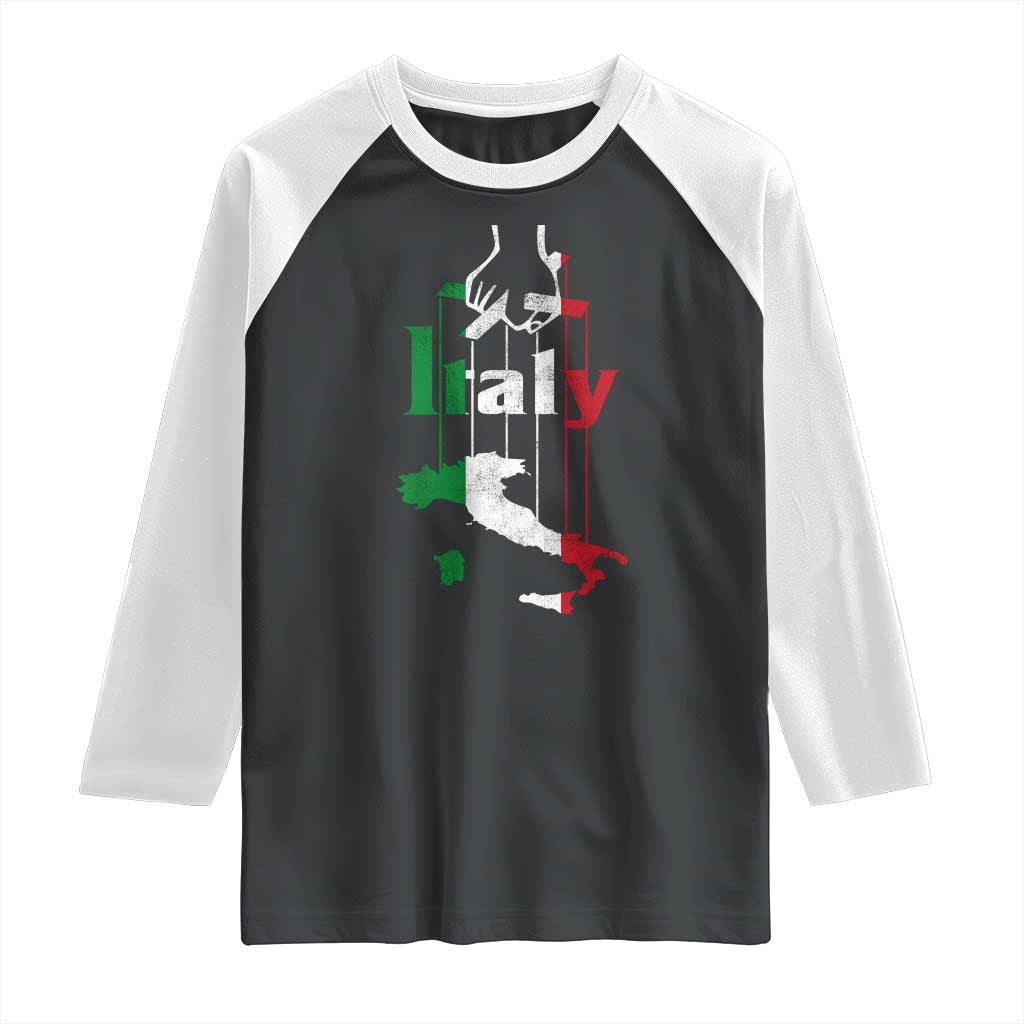 Funny Italia Heritage Pride Raglan Shirt Vintage Italian Map Mafia Gangster - Wonder Print Shop
