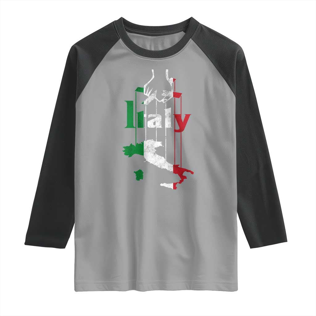 Funny Italia Heritage Pride Raglan Shirt Vintage Italian Map Mafia Gangster - Wonder Print Shop