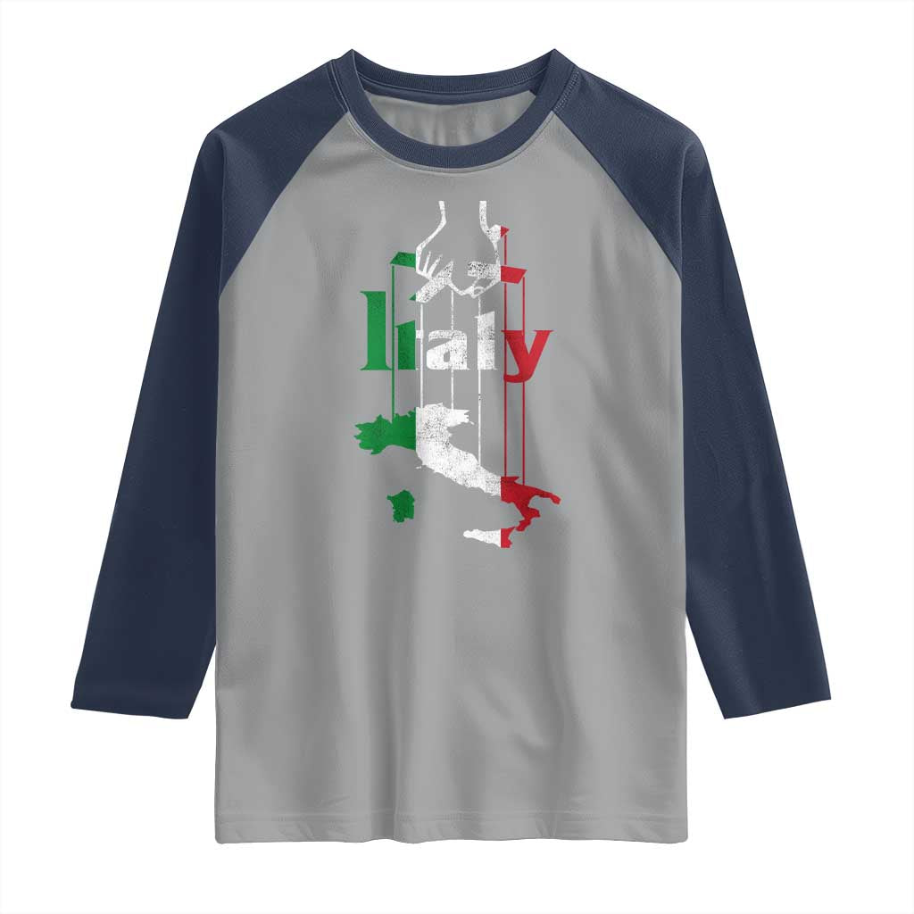 Funny Italia Heritage Pride Raglan Shirt Vintage Italian Map Mafia Gangster - Wonder Print Shop