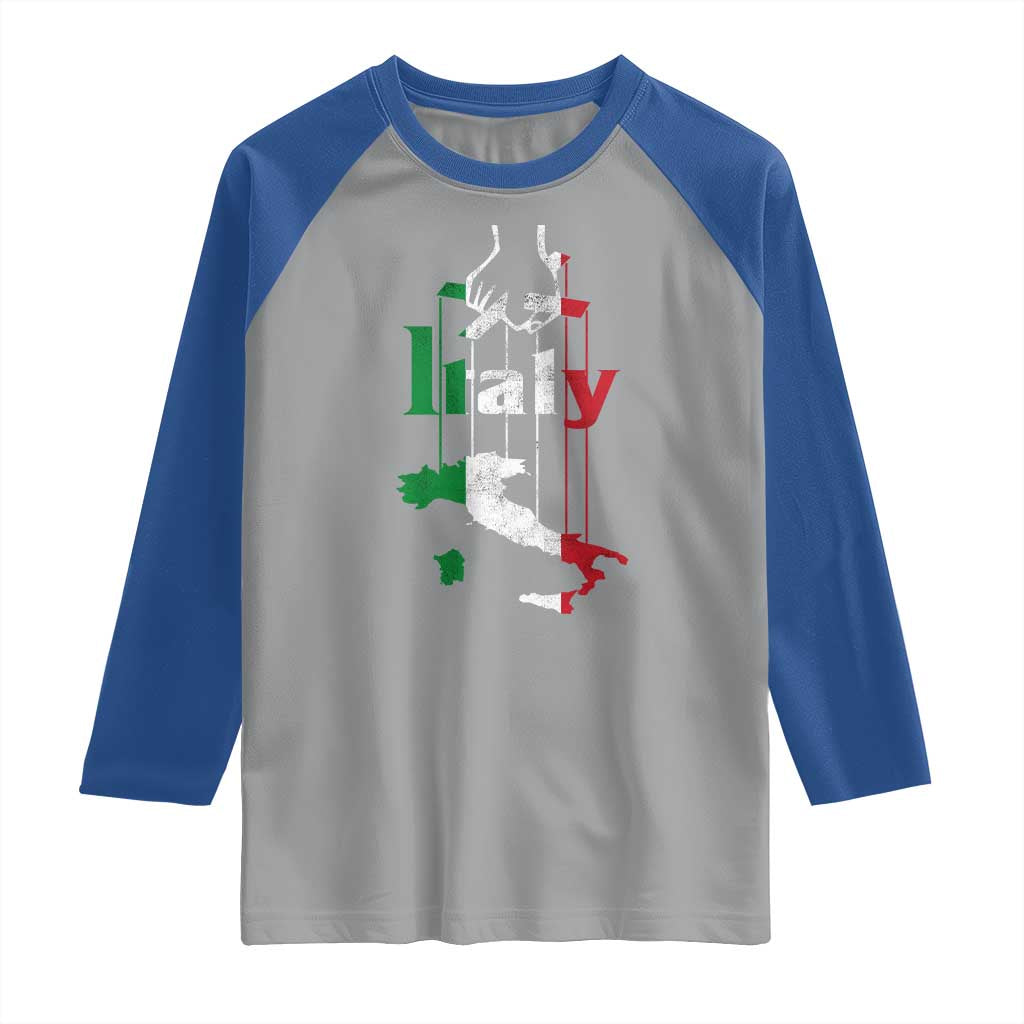 Funny Italia Heritage Pride Raglan Shirt Vintage Italian Map Mafia Gangster - Wonder Print Shop