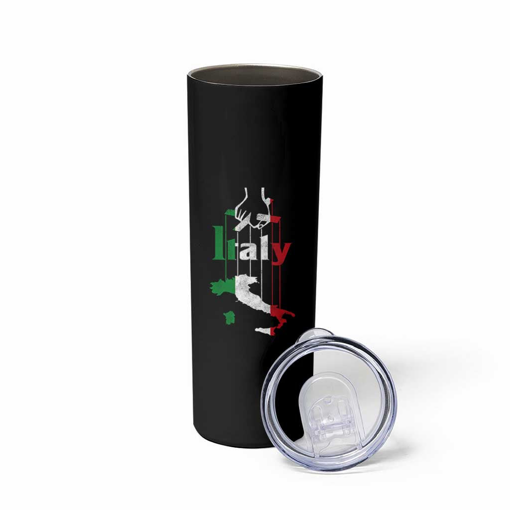 Funny Italia Heritage Pride Skinny Tumbler Vintage Italian Map Mafia Gangster - Wonder Print Shop