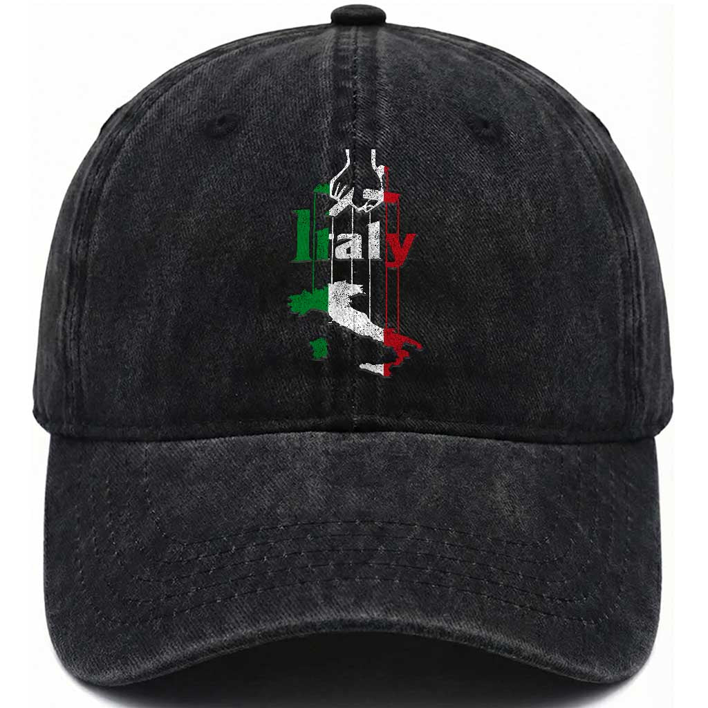 Funny Italia Heritage Pride Washed Cotton Baseball Cap Vintage Italian Map Mafia Gangster