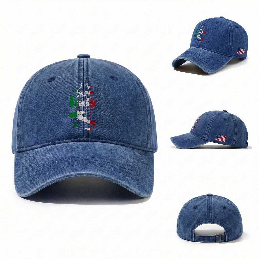 Funny Italia Heritage Pride Washed Cotton Baseball Cap Vintage Italian Map Mafia Gangster
