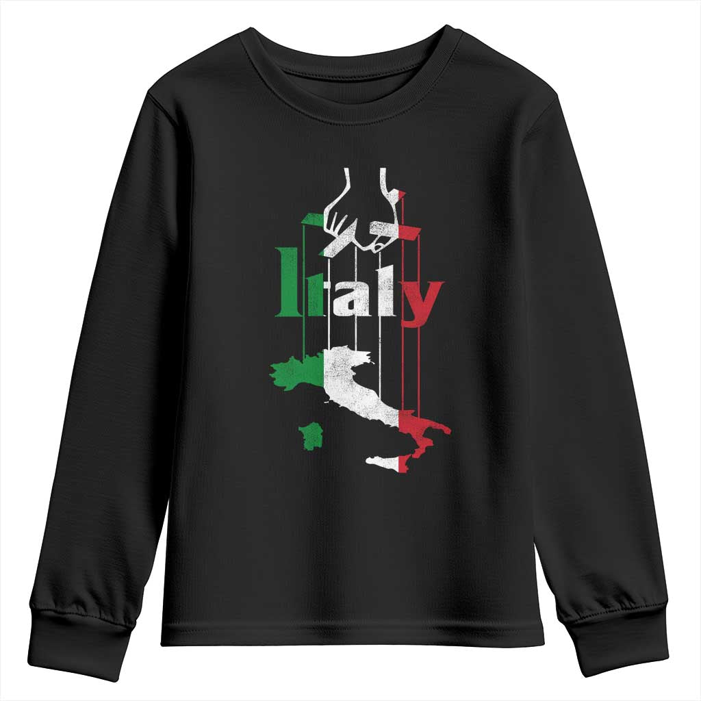 Funny Italia Heritage Pride Youth Sweatshirt Vintage Italian Map Mafia Gangster - Wonder Print Shop