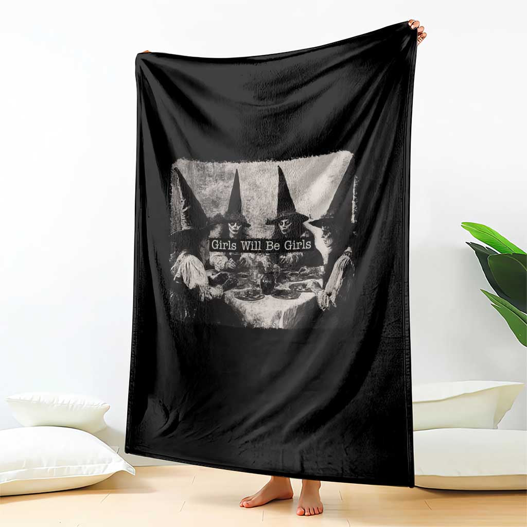 Funny Witch Girls Will Be Girls Throw Blanket Feminist Halloween - Wonder Print Shop