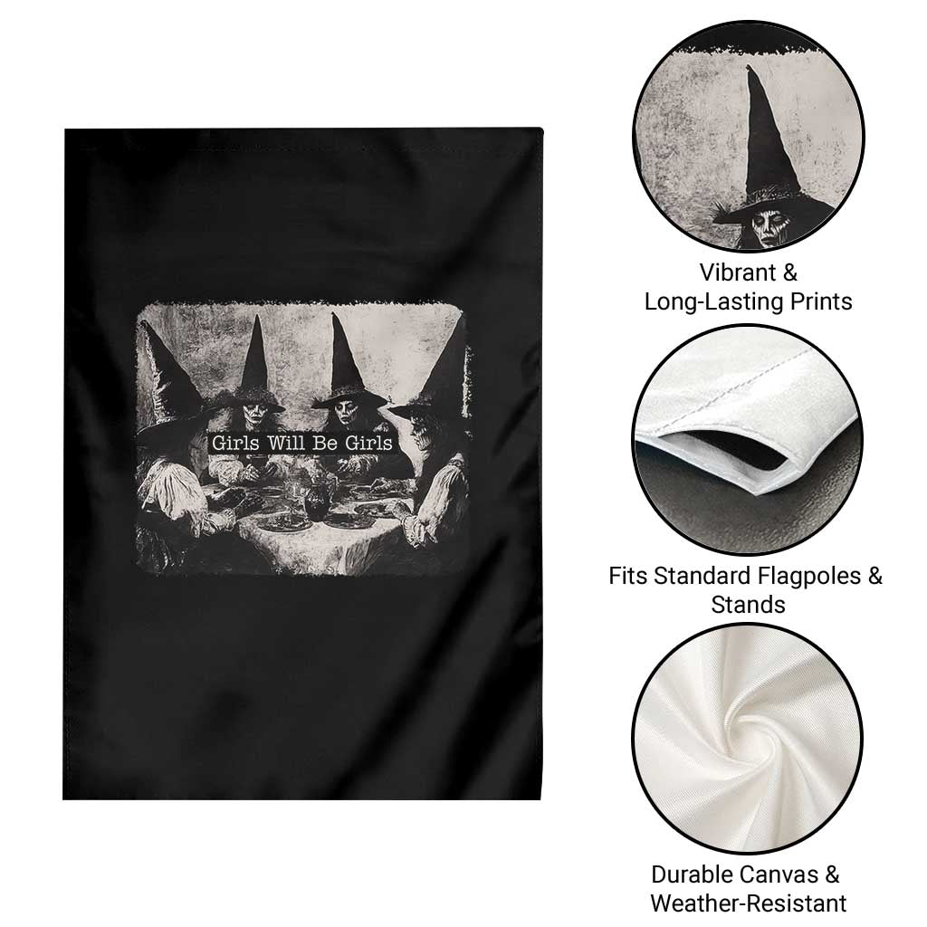 Funny Witch Girls Will Be Girls Garden Flag Feminist Halloween - Wonder Print Shop