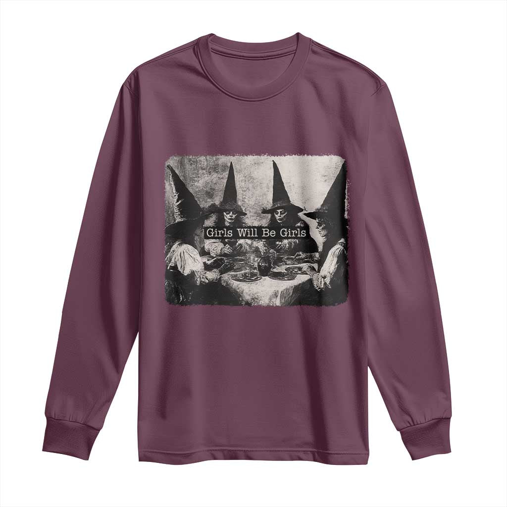 Funny Witch Girls Will Be Girls Long Sleeve Shirt Feminist Halloween - Wonder Print Shop