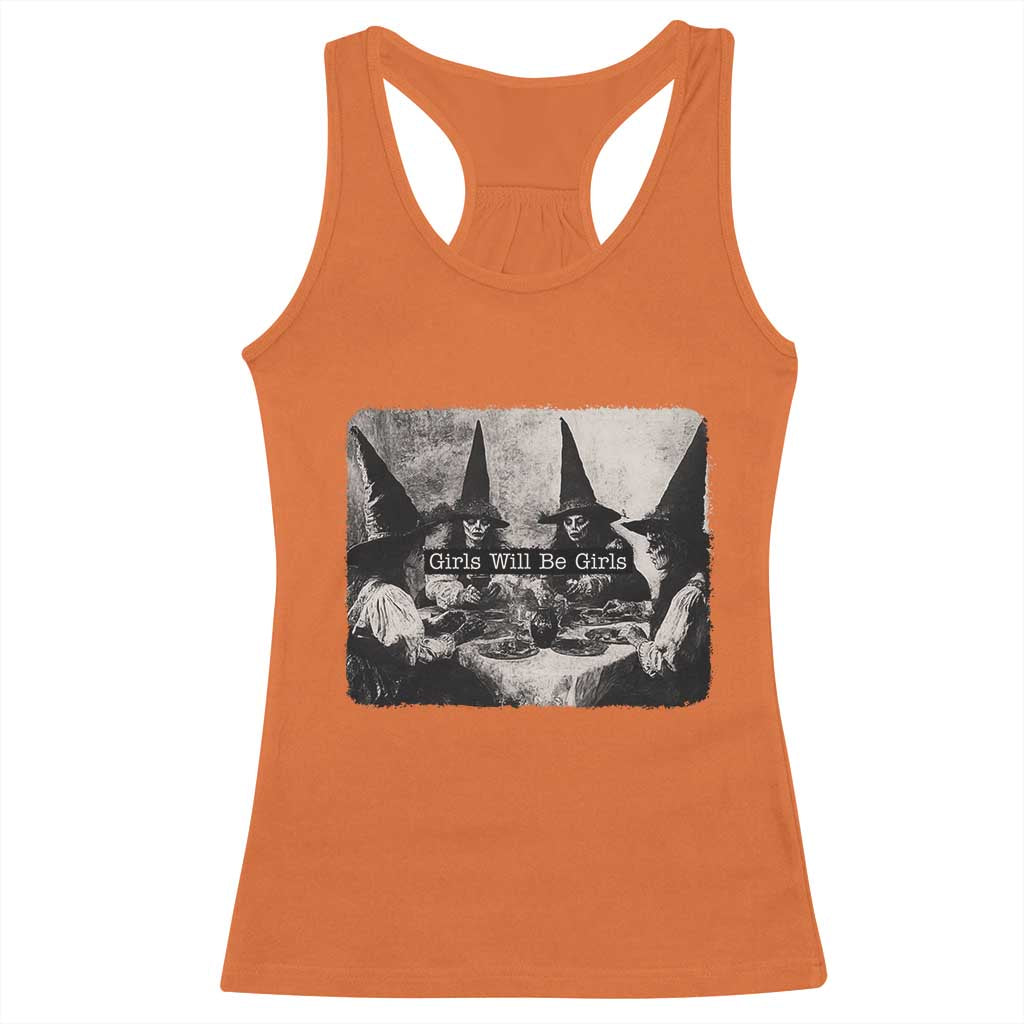 Funny Witch Girls Will Be Girls Racerback Tank Top Feminist Halloween - Wonder Print Shop