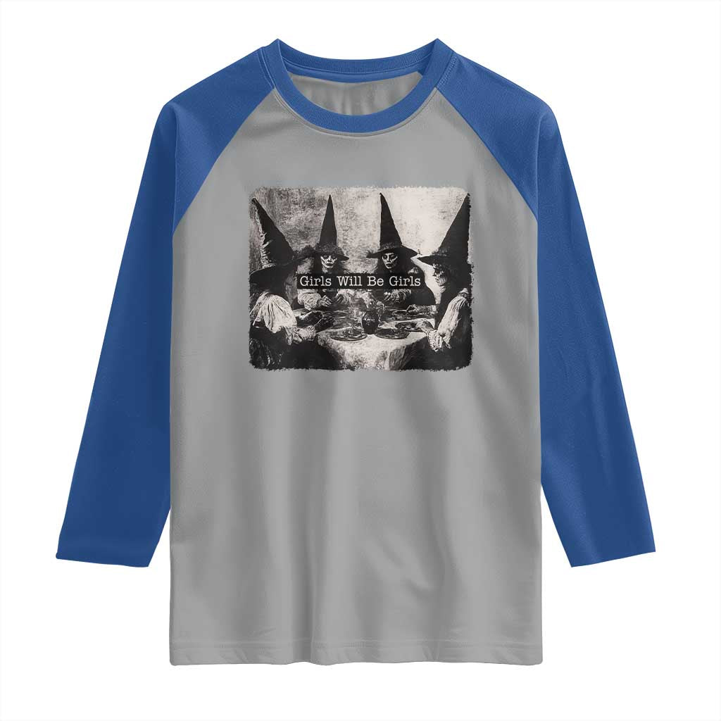 Funny Witch Girls Will Be Girls Raglan Shirt Feminist Halloween - Wonder Print Shop