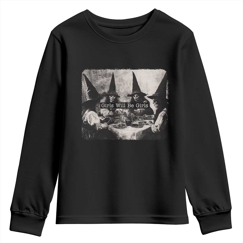 Funny Witch Girls Will Be Girls Youth Sweatshirt Feminist Halloween - Wonder Print Shop