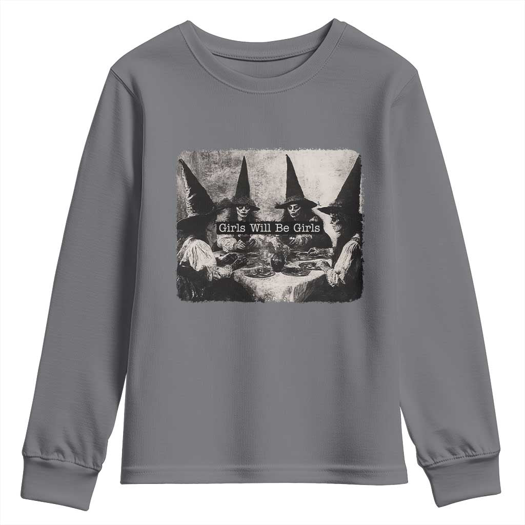 Funny Witch Girls Will Be Girls Youth Sweatshirt Feminist Halloween - Wonder Print Shop