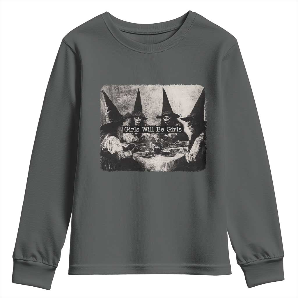 Funny Witch Girls Will Be Girls Youth Sweatshirt Feminist Halloween - Wonder Print Shop