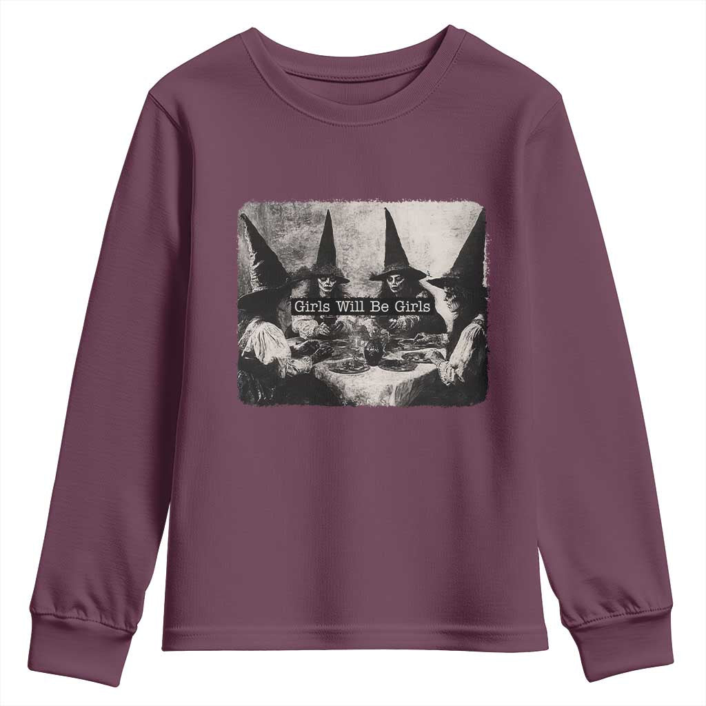 Funny Witch Girls Will Be Girls Youth Sweatshirt Feminist Halloween - Wonder Print Shop