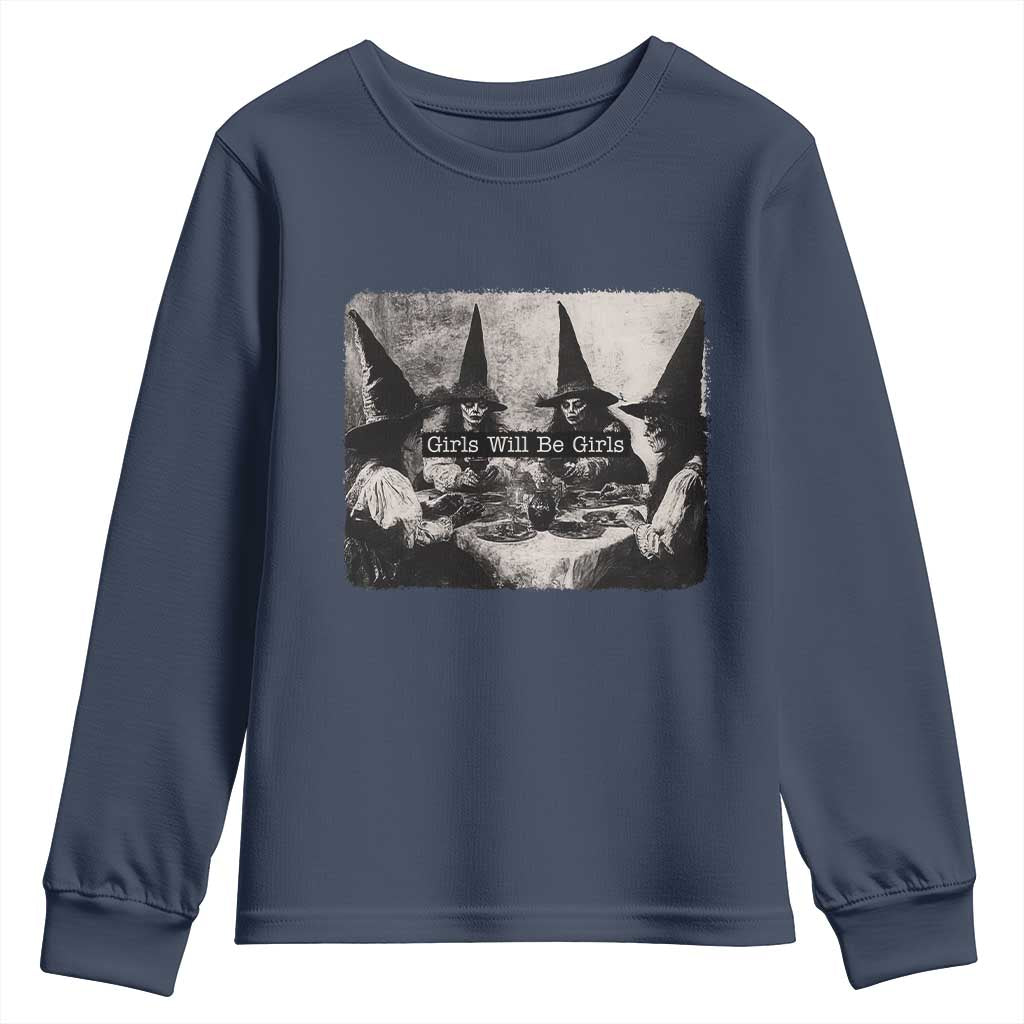 Funny Witch Girls Will Be Girls Youth Sweatshirt Feminist Halloween - Wonder Print Shop