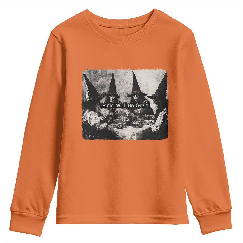 Funny Witch Girls Will Be Girls Youth Sweatshirt Feminist Halloween - Wonder Print Shop