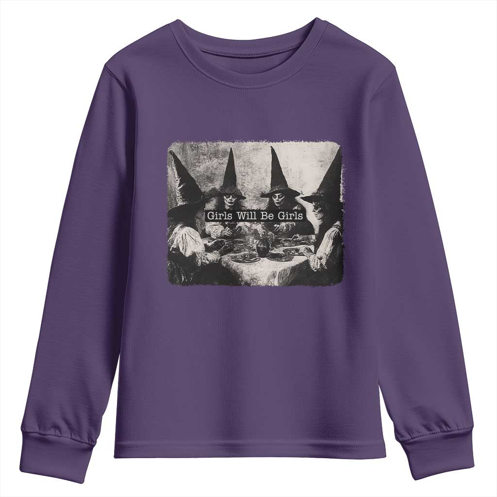 Funny Witch Girls Will Be Girls Youth Sweatshirt Feminist Halloween - Wonder Print Shop