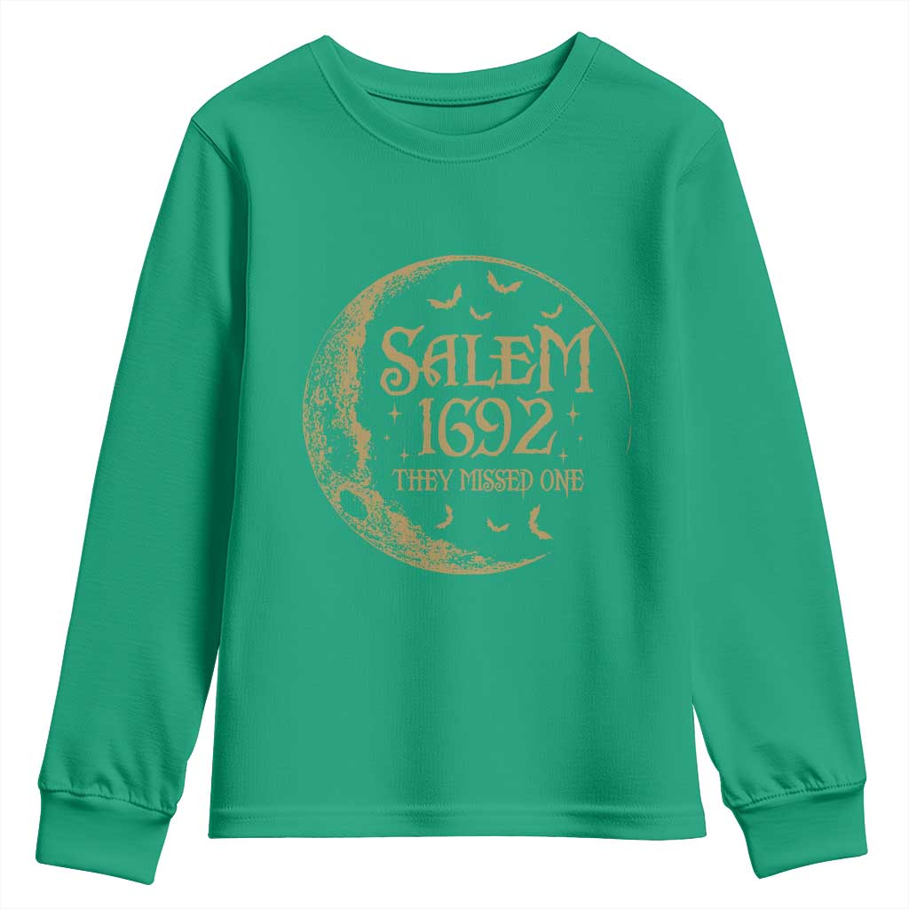 Salem 1692 They Missed One Youth Sweatshirt Halloween Feminist Witch Trials - Wonder Print Shop