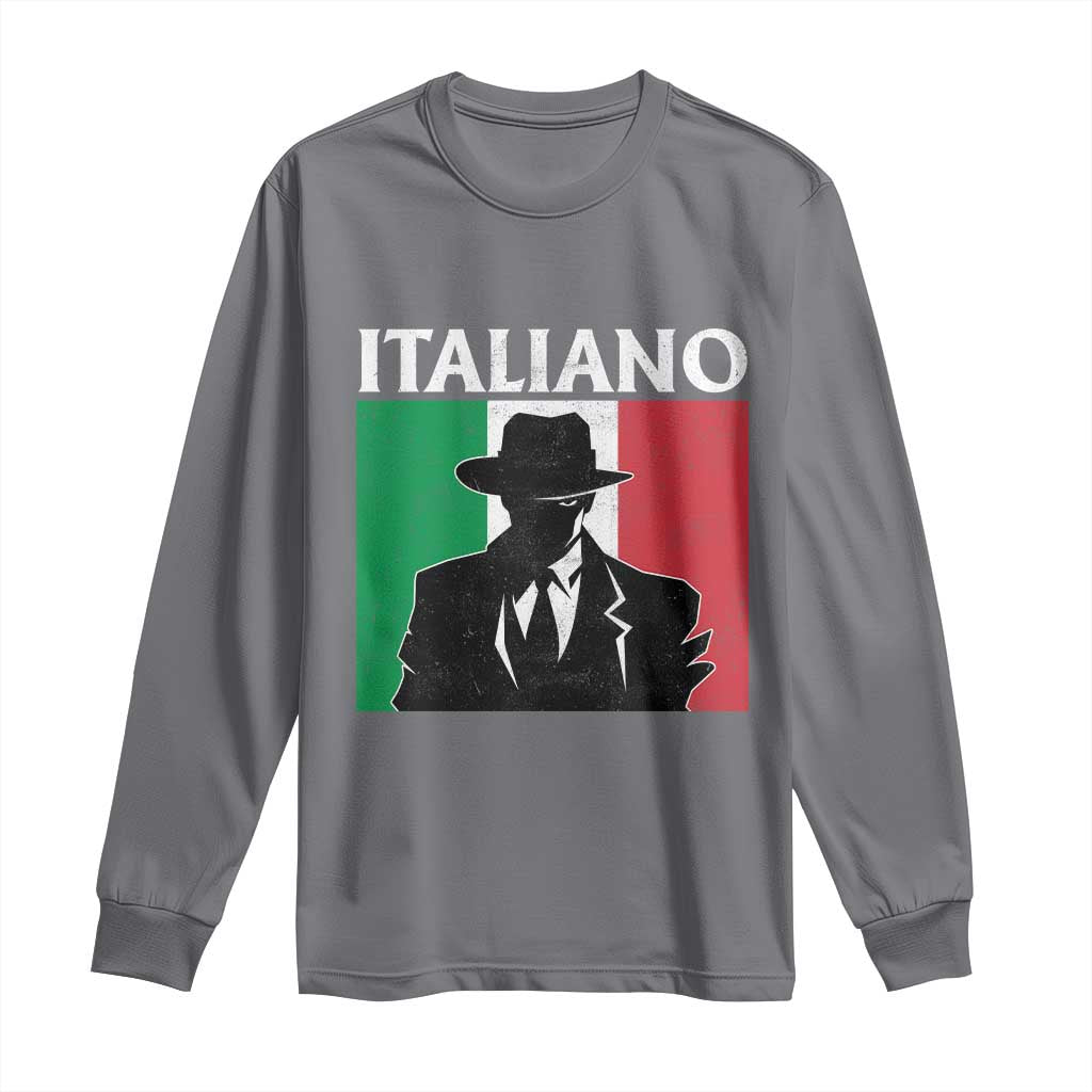 Italiano Italian Mafia Sicilian Gangster Italy Flag Long Sleeve Shirt - Wonder Print Shop