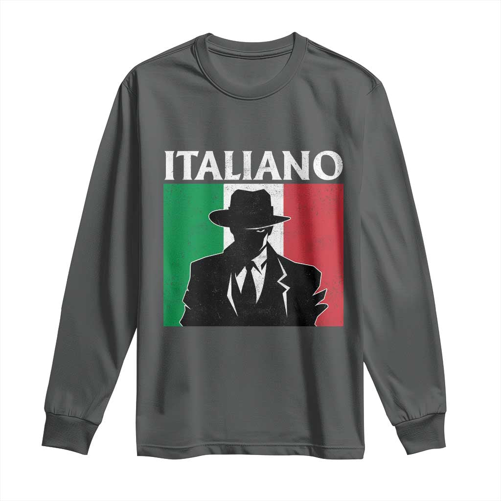 Italiano Italian Mafia Sicilian Gangster Italy Flag Long Sleeve Shirt - Wonder Print Shop