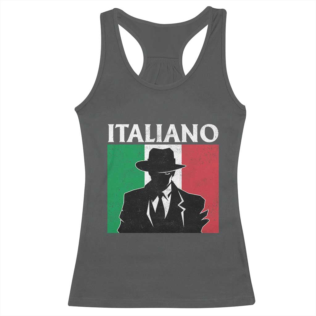 Italiano Italian Mafia Sicilian Gangster Italy Flag Racerback Tank Top - Wonder Print Shop