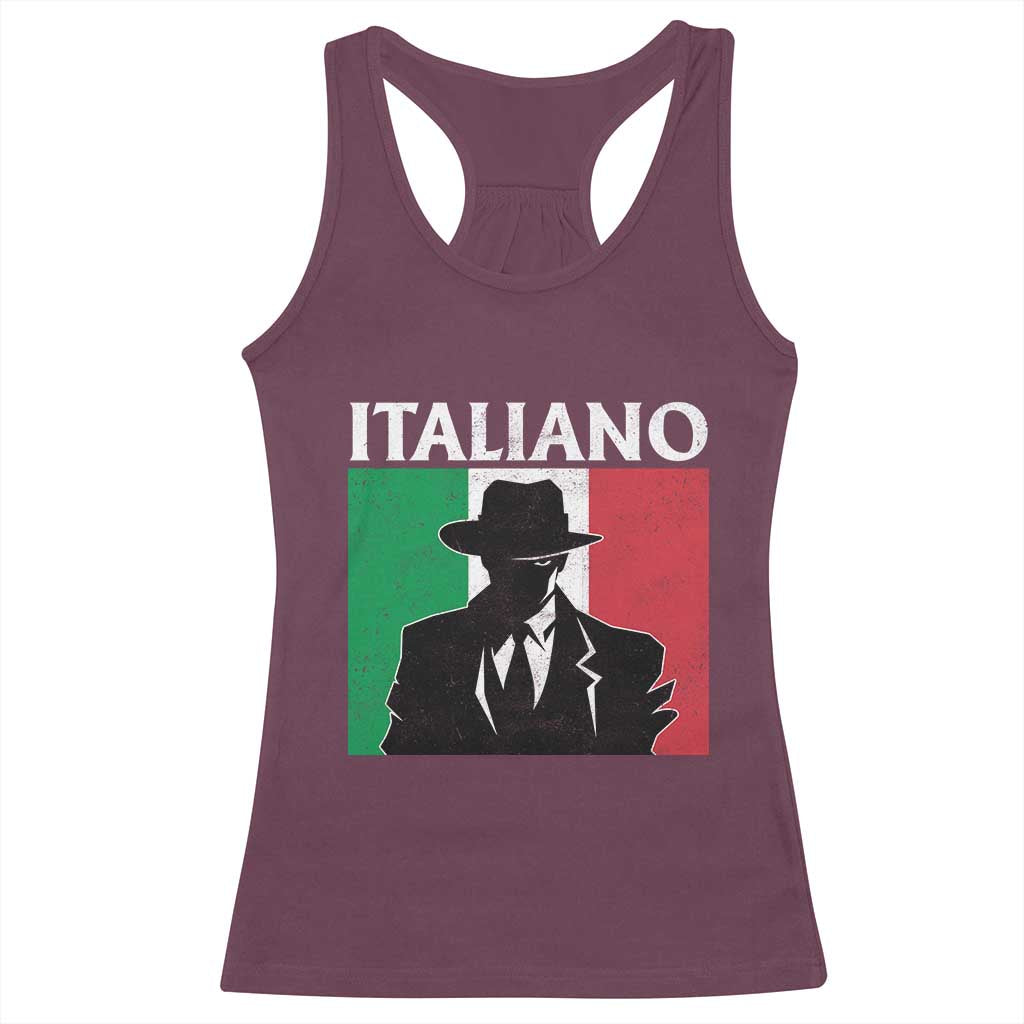 Italiano Italian Mafia Sicilian Gangster Italy Flag Racerback Tank Top - Wonder Print Shop