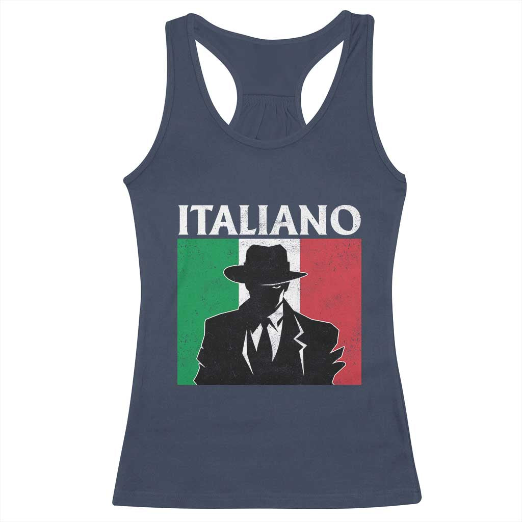 Italiano Italian Mafia Sicilian Gangster Italy Flag Racerback Tank Top - Wonder Print Shop