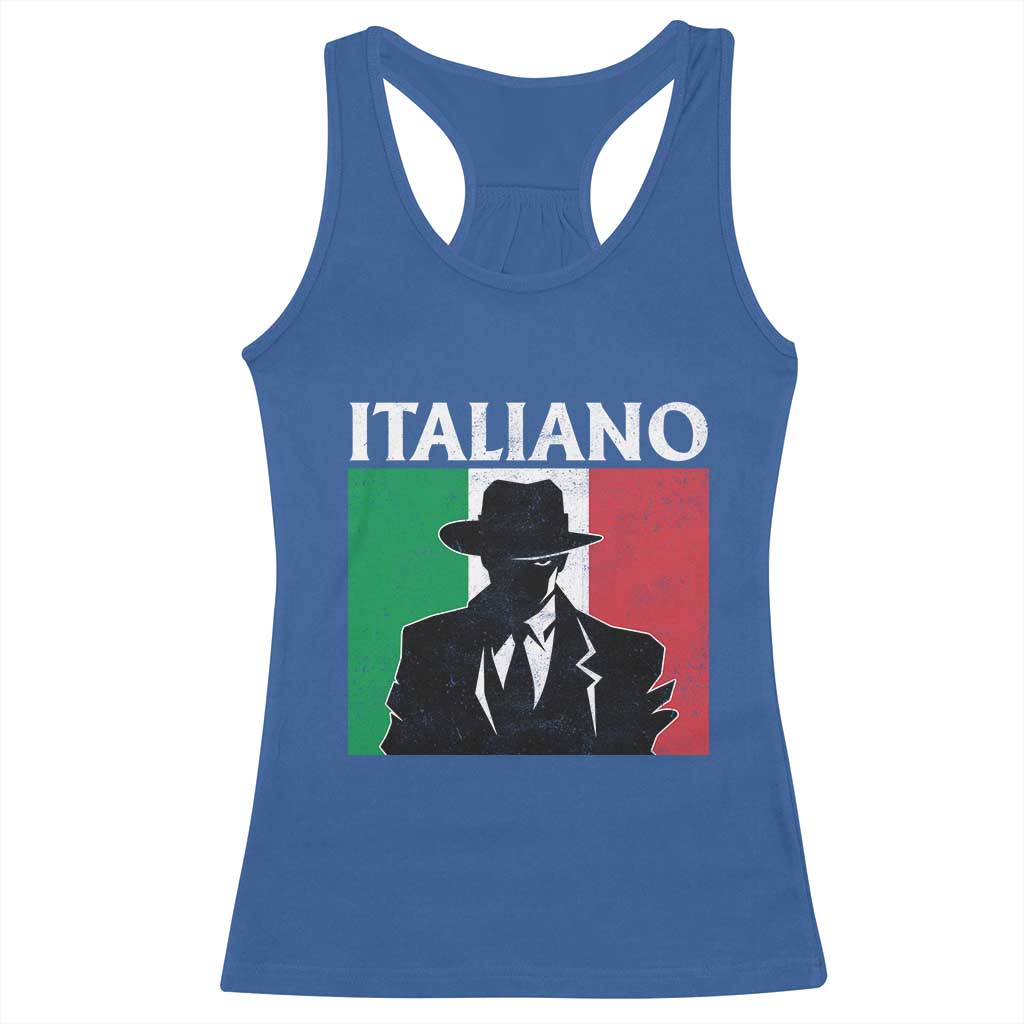 Italiano Italian Mafia Sicilian Gangster Italy Flag Racerback Tank Top - Wonder Print Shop