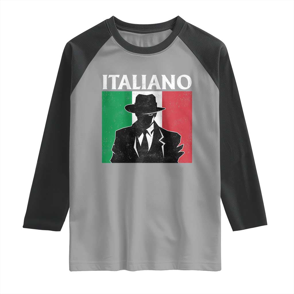 Italiano Italian Mafia Sicilian Gangster Italy Flag Raglan Shirt - Wonder Print Shop