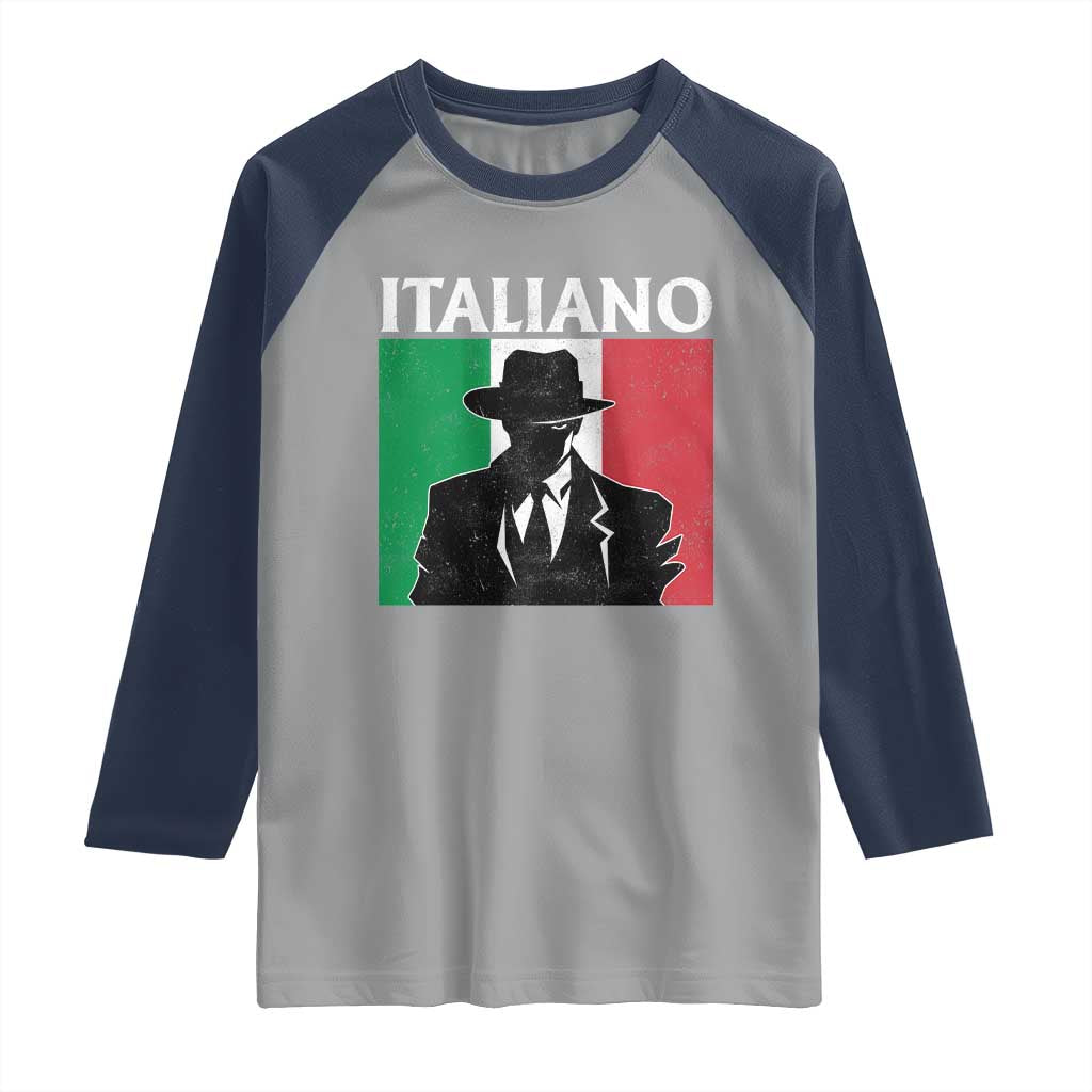 Italiano Italian Mafia Sicilian Gangster Italy Flag Raglan Shirt - Wonder Print Shop