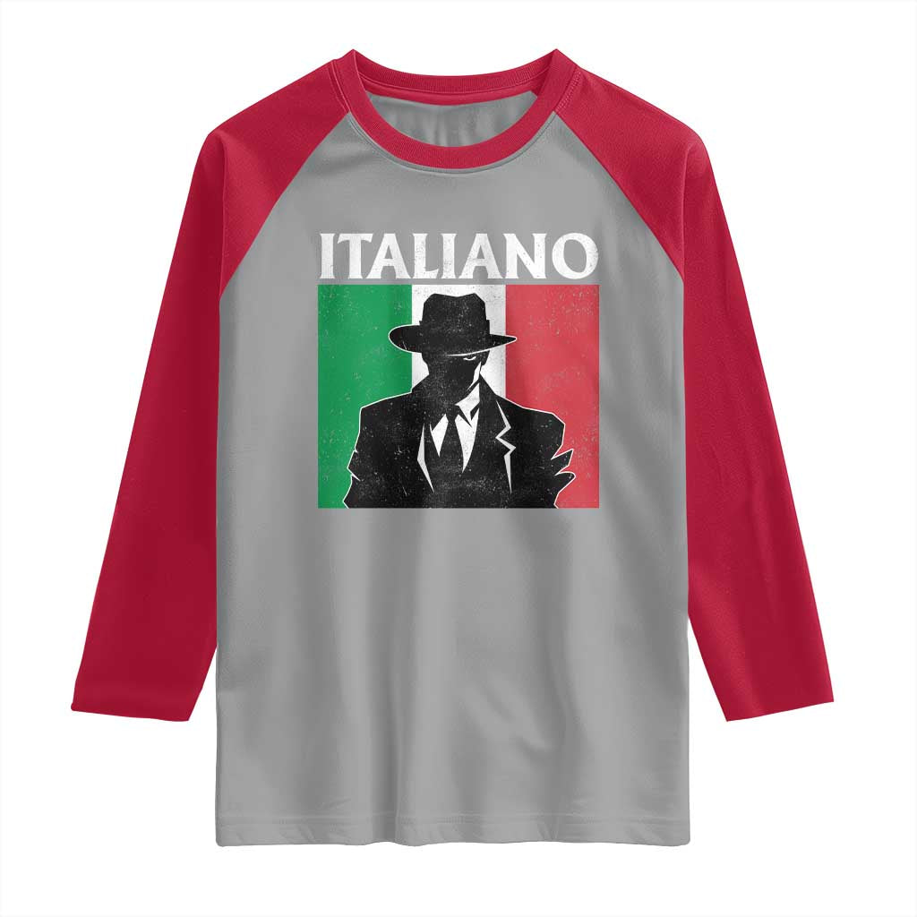 Italiano Italian Mafia Sicilian Gangster Italy Flag Raglan Shirt - Wonder Print Shop